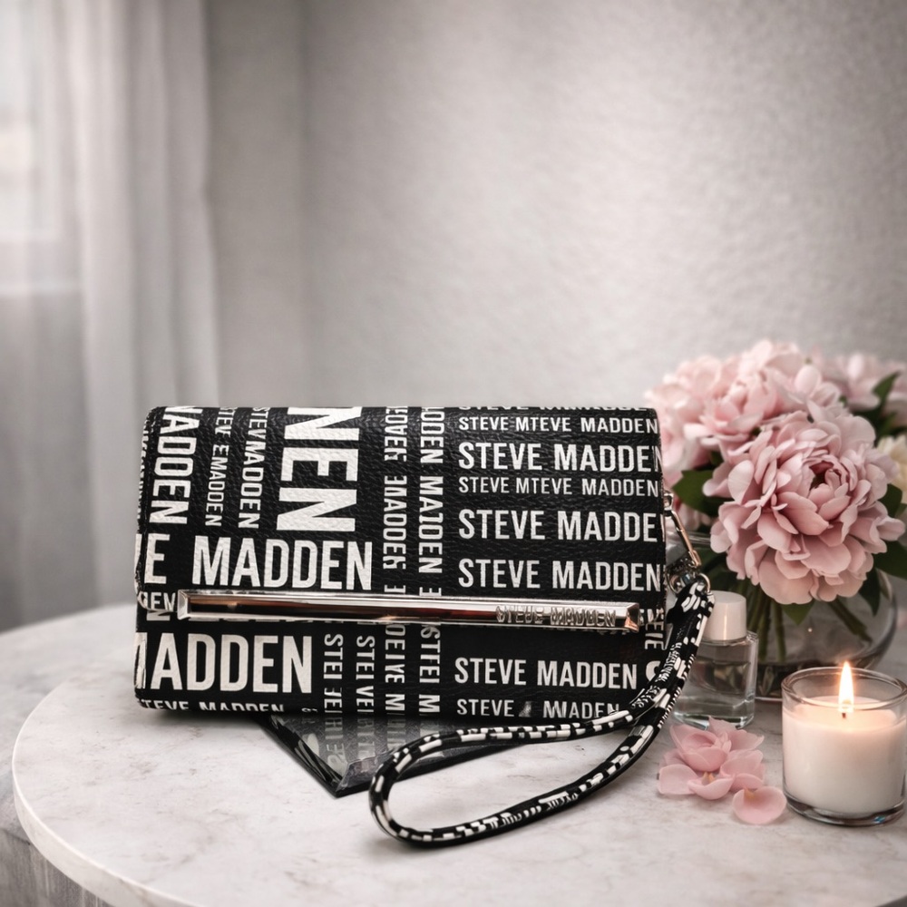 Steve Madden Black and White Logo Wallet